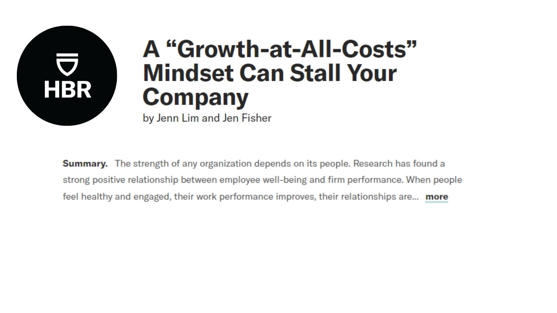 HBR: Growth At All Costs